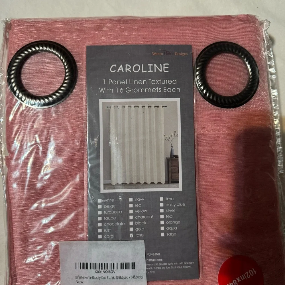 Caroline Rose 1 panel linen textured with 16 grommets each